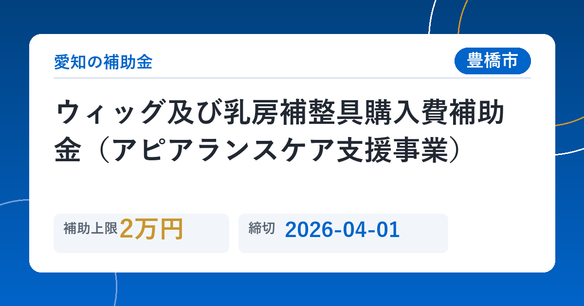 ウィッグ及び乳房補整具購入費補助金（アピアランスケア支援事業）