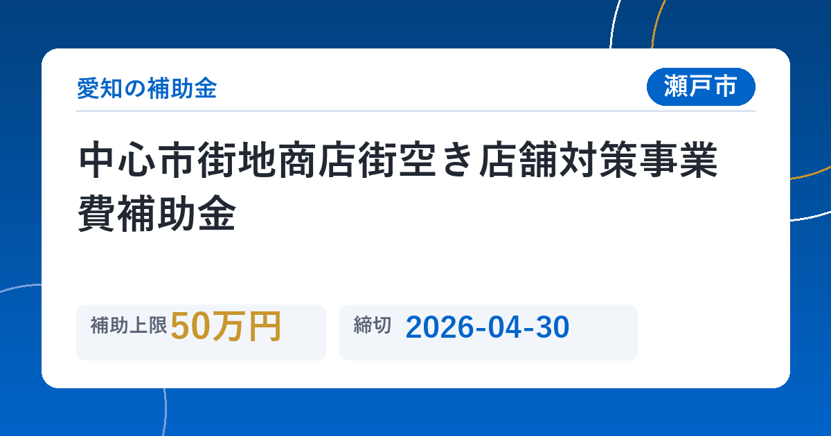 中心市街地商店街空き店舗対策事業費補助金